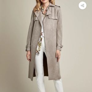 TAHARI MEL VEGAN SUEDE TRENCH COAT